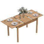 Extendable Wooden Dining Table for 6-8 People