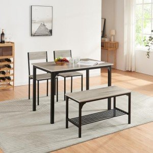 Compact 4-Seater Wooden Dining Table Set