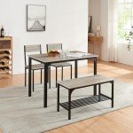 Compact 4-Seater Wooden Dining Table Set