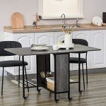 Compact Folding Drop Leaf Dining Table with Wheels