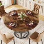 Tribesigns Rustic Round Dining Table for 4-6