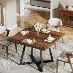 Rustic Brown Industrial Dining Table for 4