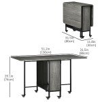 Compact Folding Drop Leaf Dining Table with Wheels