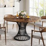 Tribesigns Rustic Round Dining Table for 4-6