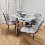 Round Glass Dining Table with Storage & 4 Chairs