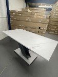 Extendable White Marble Effect Dining Table 120-160cm