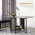Compact Folding Drop Leaf Dining Table with Wheels