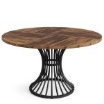 Tribesigns Rustic Round Dining Table for 4-6