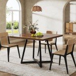 Rustic Brown Industrial Dining Table for 4