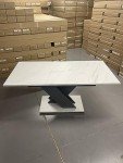 Extendable White Marble Effect Dining Table 120-160cm