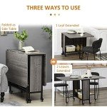Compact Folding Drop Leaf Dining Table with Wheels