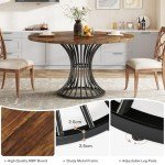 Tribesigns Rustic Round Dining Table for 4-6