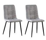Set of 4 Faux Leather Dining Chairs - Light Grey