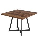 Rustic Brown Industrial Dining Table for 4