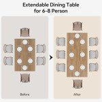 Extendable Wooden Dining Table for 6-8 People