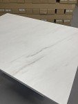 Extendable White Marble Effect Dining Table 120-160cm