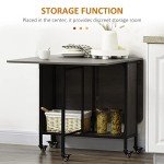 Compact Folding Drop Leaf Dining Table with Wheels