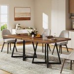 Rustic Brown Industrial Dining Table for 4