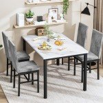 4-Piece Faux Marble Dining Table & Velvet Chairs Set