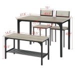 Compact 4-Seater Wooden Dining Table Set