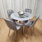Round Glass Dining Table with Storage & 4 Chairs