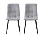 Set of 4 Faux Leather Dining Chairs - Light Grey