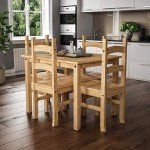 Corona 4-Seater Solid Pine Dining Set