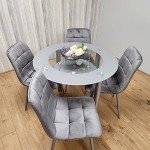 Round Glass Dining Table with Storage & 4 Chairs