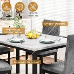 4-Piece Faux Marble Dining Table & Velvet Chairs Set