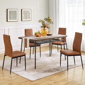Set of 4 Modern Faux Leather Dining Chairs