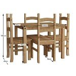 Corona 4-Seater Solid Pine Dining Set