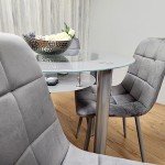 Round Glass Dining Table with Storage & 4 Chairs