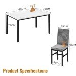 4-Piece Faux Marble Dining Table & Velvet Chairs Set