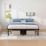 Queen Metal Bed Frame with Storage - Black