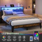 OLEVS Queen Metal Bed Frame with LED Headboard
