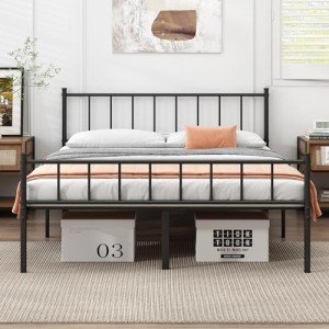Queen Metal Platform Bed Frame with Storage