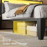 OLEVS Queen Metal Bed Frame with LED Headboard