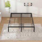 Queen Metal Bed Frame with Storage - Black