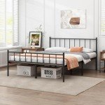 Queen Metal Platform Bed Frame with Storage
