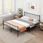 Queen Metal Platform Bed Frame with Storage