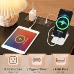 Modern Black Nightstand Set with Charging Station