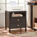 Modern Black Nightstand Set with Charging Station