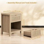 Rattan Nightstands Set of 2 - Boho Style