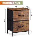Compact 2-Drawer Nightstand with Fabric Bins