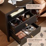 Modern Black Nightstand Set with Charging Station