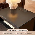 Modern Black Nightstand Set with Charging Station