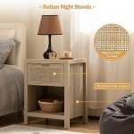 Rattan Nightstands Set of 2 - Boho Style