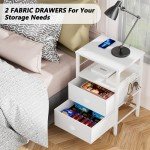 Stylish Nightstand with Charging Station and Storage
