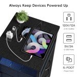 Black Night Stand with USB Ports & 3 Drawers