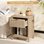 Rattan Nightstands Set of 2 - Boho Style